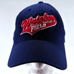 MLB Wrigley Field Chicago Cubs Logo Fitted Navy Blue Baseball Cap Hat Sz‎ S / M